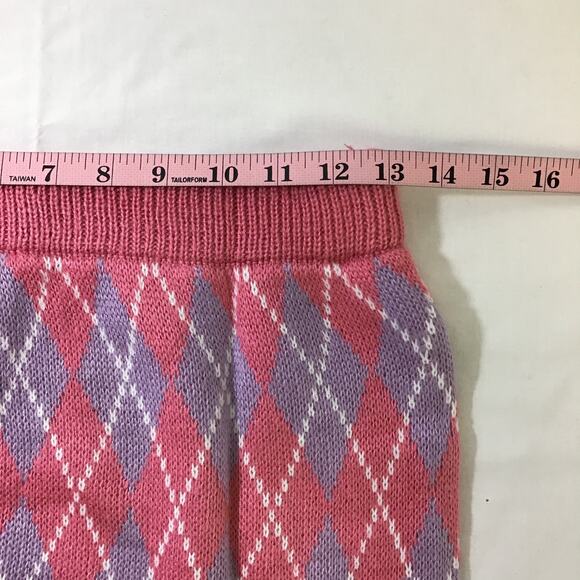 VERY J M Pink Argyle Cable Knit Retro Unique Vintage Sweater Mini Skirt NWT B76 - Picture 8 of 10